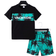 Shein Summer Tween Boys pcsSet Hawaiian Beach Coconut Tree Letter Printed Knitted Loose Short Sleeve TShirt And Shorts Suit