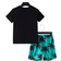Shein Summer Tween Boys pcsSet Hawaiian Beach Coconut Tree Letter Printed Knitted Loose Short Sleeve TShirt And Shorts Suit