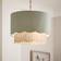 Dunelm Sofia Round Rattan Scalloped Lamp - Sea Green Shade ∅ 35cm