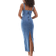 Bershka Strappy Bodycon Denim Shaping Maxi Dress - Light Blue