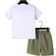 Shein pcsSet Tween Boy Hawaiian Beach Coconut Tree Letter Printed Knitted Loose Short Sleeve TShirt And Cargo Shorts Outfits Summer