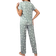 Shein Damen einfaches tägliches Pyjama Set aus Kurzarm-Shirt mit Blumen Muster und Lange Hose