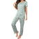 Shein Damen einfaches tägliches Pyjama Set aus Kurzarm-Shirt mit Blumen Muster und Lange Hose