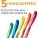 Bic 5PK Brite Liner Highlighter Chisel Tip Fluorescent 5 per Set