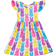 Shein Sweet Girls Stretchy Bunny Graphic Flutter Trim Sleeveless Dress Summer Easter Gift