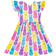 Shein Sweet Girls Stretchy Bunny Graphic Flutter Trim Sleeveless Dress Summer Easter Gift