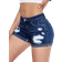 Shein Womens Navy Blue HollowOut Simple Casual Denim Shorts