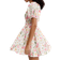 H&M Bubble Hem Cotton Dress - White/Floral