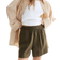 H&M Linen Blend Shorts - Dark Khaki Green