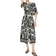 H&M Tie Belt Shirt Dress - Cream/Black Patterned