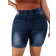 Shein Plus Womens Elastic Waist Denim Shorts With Pockets And Rolled Hem Design For Casual Wear