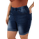 Shein Plus Womens Elastic Waist Denim Shorts With Pockets And Rolled Hem Design For Casual Wear