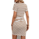 Shein Sommer Damen Wickelkleid mit gerafften Streifen- und Blumenmuster, lässiges Bodycon Kleid mit Rundhalsausschnitt für den Urlaub