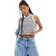 New Look Women's Striped Ribbed Racer Vest - White