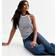 New Look Women's Striped Ribbed Racer Vest - White