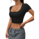 Shein Basic Square Neck Short Sleeve TShirt No Traces Stylish Design