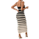 Shein SpringSummer Casual Striped SlimFit Knit Tank Dress With Color Block