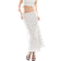 New Look spot midi skirt in cream-White
