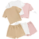 Shein 3pcs/Set Tween Girl Knitted Solid Color Fitted T-Shirt & Shorts Knitted Suits For Casual Holidays