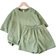 Shein Tween Girls Music Festival Woven Solid Color Round Neck Short Sleeve TShirt And Shorts Set