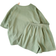Shein Tween Girls Music Festival Woven Solid Color Round Neck Short Sleeve TShirt And Shorts Set