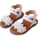 Shein 1pair Girls' Flower & Pearl Decor Pu High-Top Flat Sandals, Suitable For Summer