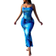 Shein Sleeveless Bodycon Ombre Floral Blue Dress With Straps