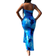 Shein Sleeveless Bodycon Ombre Floral Blue Dress With Straps