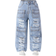 Shein Young Girl Vintage StreetStyle Ripped Light Blue Washed Straight Leg Jeans With Multiple Pockets Casual
