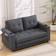 BESTCOSTY 3-in-1 Foldable Upholstered Futon w/ Side Pockets - Dark Grey (2 pcs) Sofa 55" 2 Seater