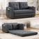 BESTCOSTY 3-in-1 Foldable Upholstered Futon w/ Side Pockets - Dark Grey (2 pcs) Sofa 55" 2 Seater