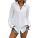 Shein Casual Solid Color Pocket Button Front Long Sleeve Basic Shirt White L,M,S,XL
