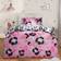OHS Abstract Leopard Print Set Lilac Duvet Cover Black, Pink (198x137cm)