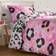 OHS Abstract Leopard Print Set Lilac Duvet Cover Black, Pink (198x137cm)