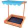 Oypla Kids' Wooden Garden Sand Pit With Adjustable Canopy