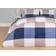 OHS Gingham Block Check Set, Navy/Beige - King Duvet Cover Blue, Beige (230x220cm)