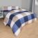 OHS Gingham Block Check Set, Navy/Beige - King Duvet Cover Blue, Beige (230x220cm)