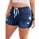 Shein Plus Womens Drawstring Waist Distressed Denim Shorts With Pockets And Frayed Hem Casual