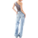 Stradivarius Ljusblå dad jeans med vida ben