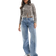 ASOS DESIGN Weite Boyfriend-Jeans in mittlerer Waschung mit mittelhohem Bund-Blau