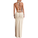 Shein Women Summer Romantic Date Beach Vacation White Sexy Backless High Slit Halter Wrap Ruffle Tie Front Dress