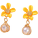 Shein Flower Decor Faux Pearl Drop Earrings