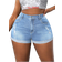 Shein Plus MidRise Stretch Reverse Bottom Patchwork Denim Shorts