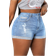 Shein Plus MidRise Stretch Reverse Bottom Patchwork Denim Shorts