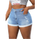 Shein Plus MidRise Stretch Reverse Bottom Patchwork Denim Shorts