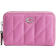 Coach Essential Small Zip Around Card Case With Pillow Quilting - Silver/Fuschia