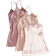 Shein Stücke/Set Faux-Seiden Nachthemd mit plissierter Vorderseite und Schleifenbändern Einfarbig