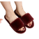Shein Womens Wine Red Fashionable Solid Bedroom Slippers Minimalist Furry Slipper Shoes