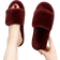 Shein Womens Wine Red Fashionable Solid Bedroom Slippers Minimalist Furry Slipper Shoes