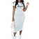 Shein Milano Pattern Casual Midi Bodycon Dress With Round Neck Short Sleeve Summer
